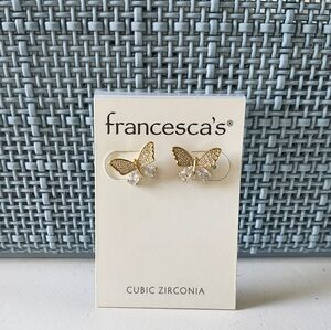 FRANCESCA'S Gold Butterfly Stud Earrings